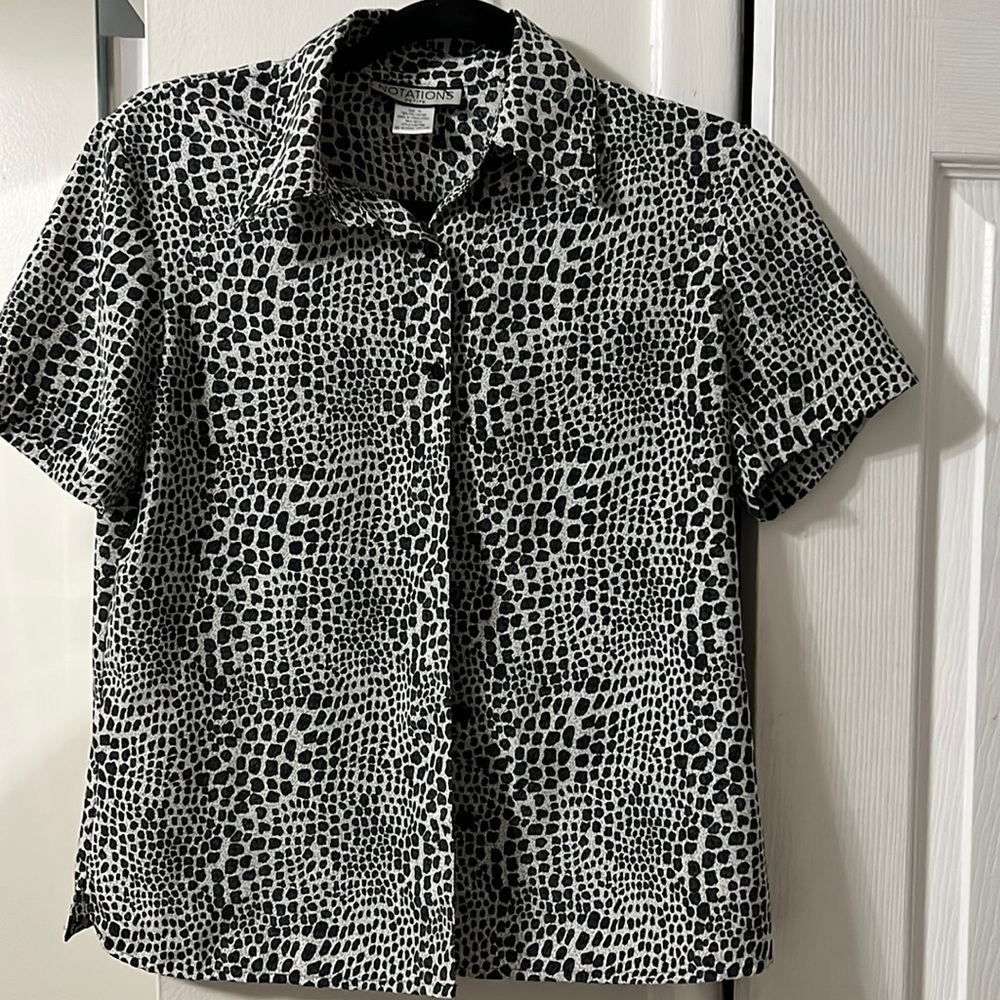 Animal print button down blouse